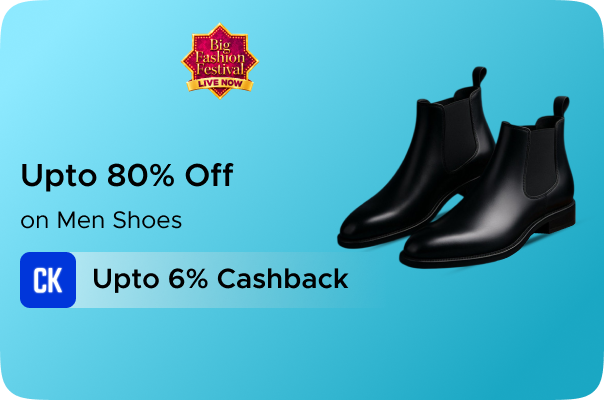Myntra: Upto 80% Off on Men Shoes +  Upto 6% CashKaro Cashback